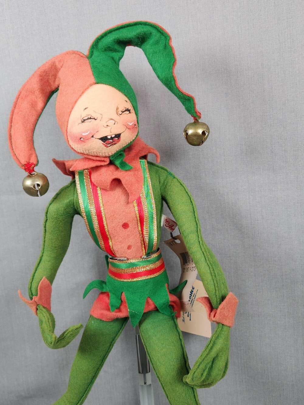 Annalee Dolls 22" Just A Jester Christmas Elf Jester Suit W Bells Tags USA 1997